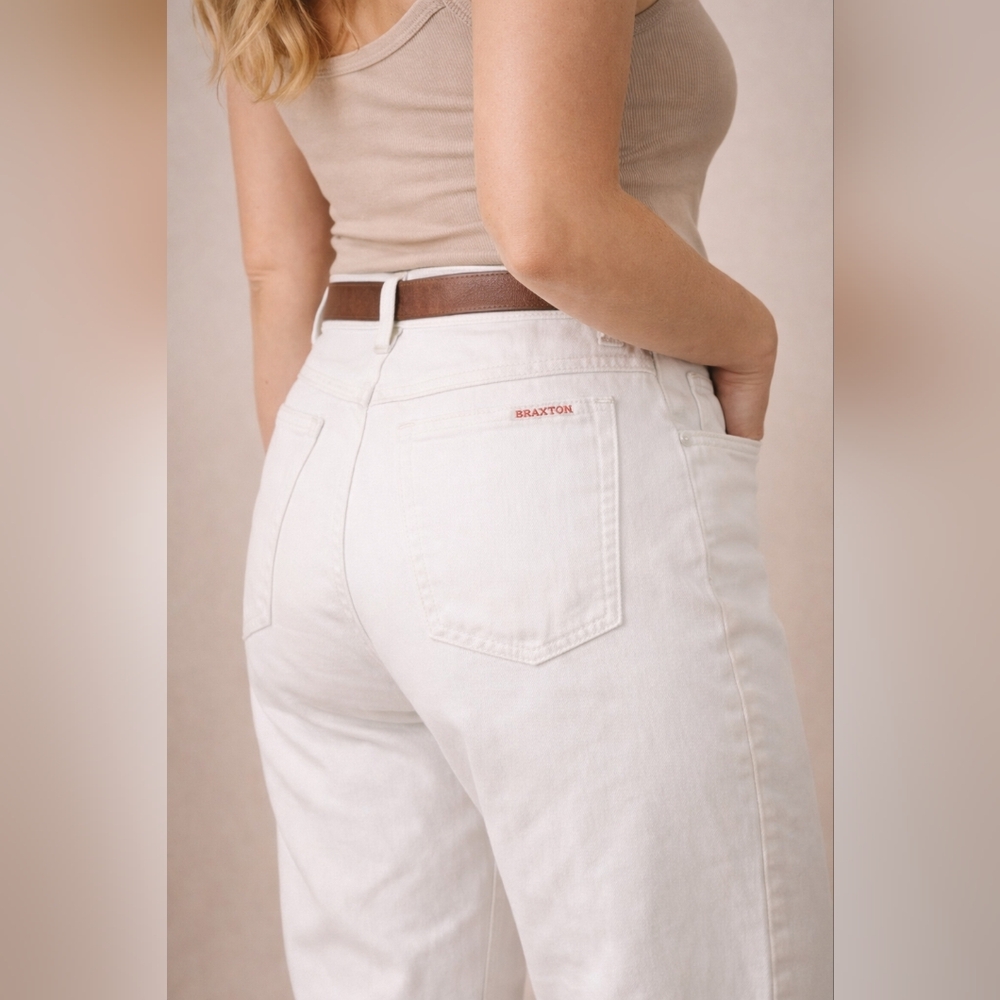 80s ViNTAGE ♥︎ BRAXTON Jeans ♥︎ 32x30 White Denim Retro Relaxed Mom Fit Neutral